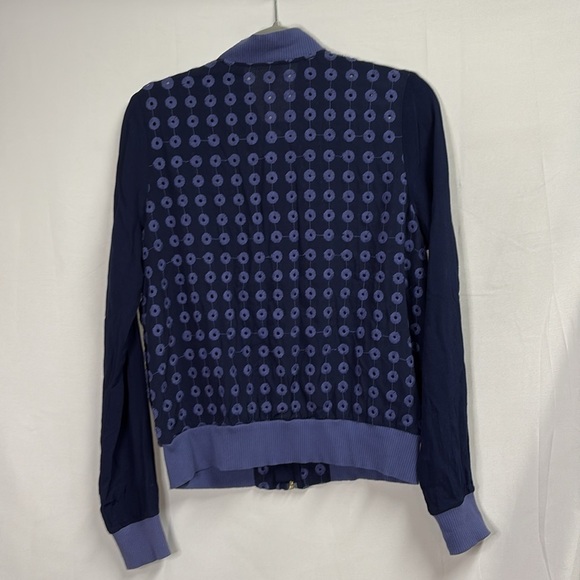 Anthropologie Amadi Eyelet Bomber Jacket Blue Size Medium - Picture 5 of 6